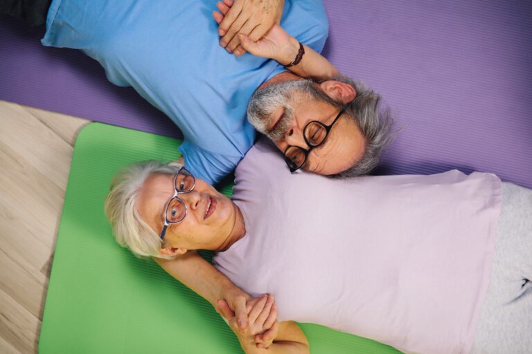 Elderly couple on the floor